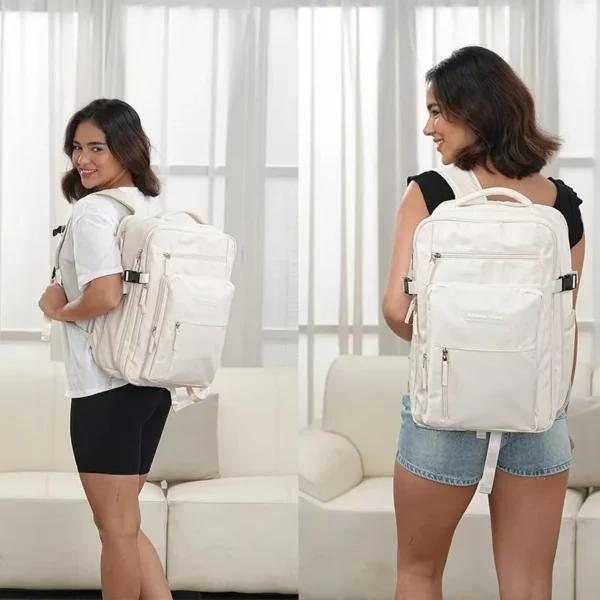 Mochila de Viagem Feminina Multifuncional Impermeável Reforçada Expansível - Imagem 9